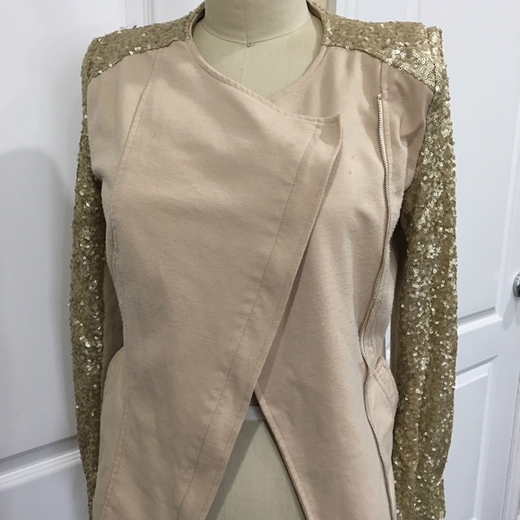 Tobi Gold Sequins Motorcycle Sweater - Picture 4 of 5